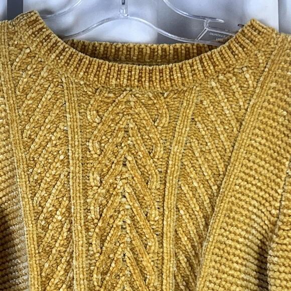 Tommy Bahama Scalloped Hem Sweater Kids Mustard 7-8 Cropped Cable Knit - Picture 4 of 9